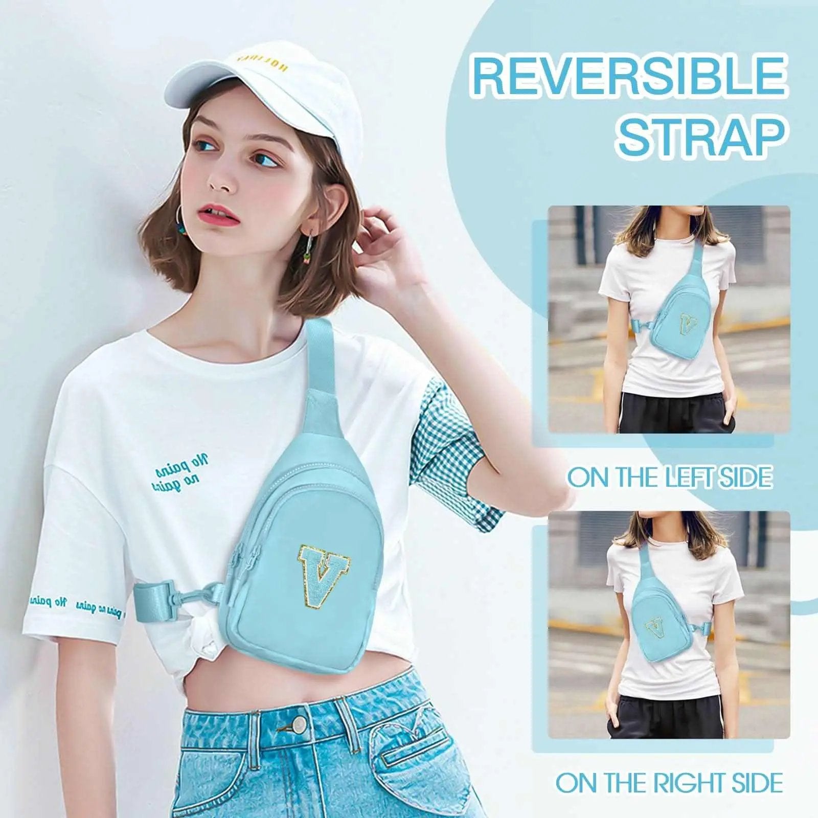 Small Initial Sling Bag Crossbody Bag Fanny Pack for Girls Women Cute Chest Bag Cross Body Bag Personalized Gift - Love Salve